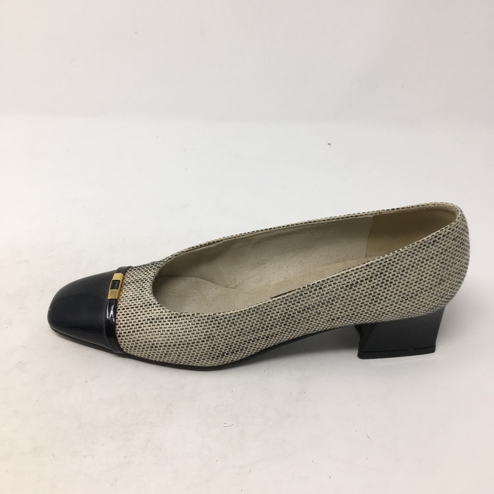 STUART WEITZMAN CREAM GREY BLOCK HEELS 7AA
